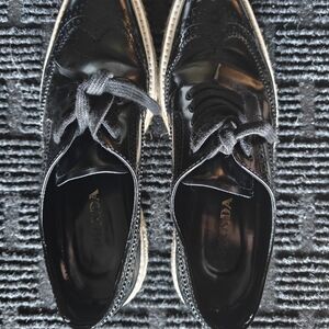 Prada Black Leather Oxfords Classic Dress Shoes
